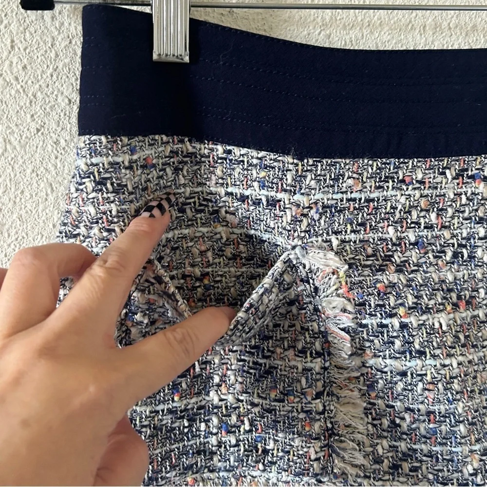 J. Crew Tweed Skirt Sz 6 Blue White Preppy Dressy Career Wear Coquette Brunch
